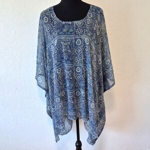 Sunflower Kimono Denim Blue Patterned Women's Top Free Size